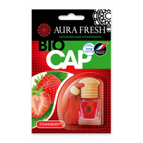 Жидкий ароматизатор в бутылочке, подвесной "BIO CAP". Аромат-"Strawberry"